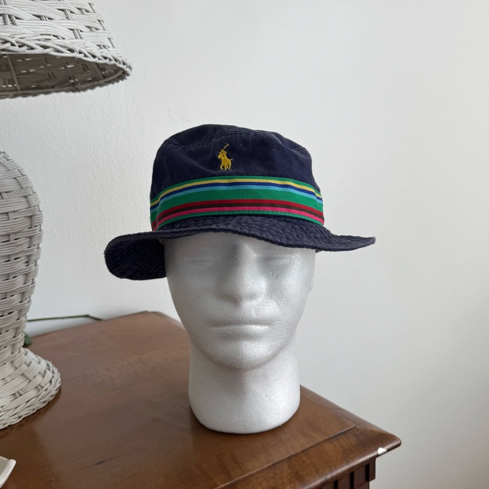 Ralph Lauren Navy Bucket Hat with Stripes